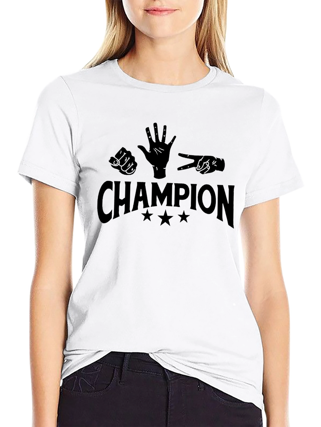 Rock Paper Scissors Champion Black T-Shirt