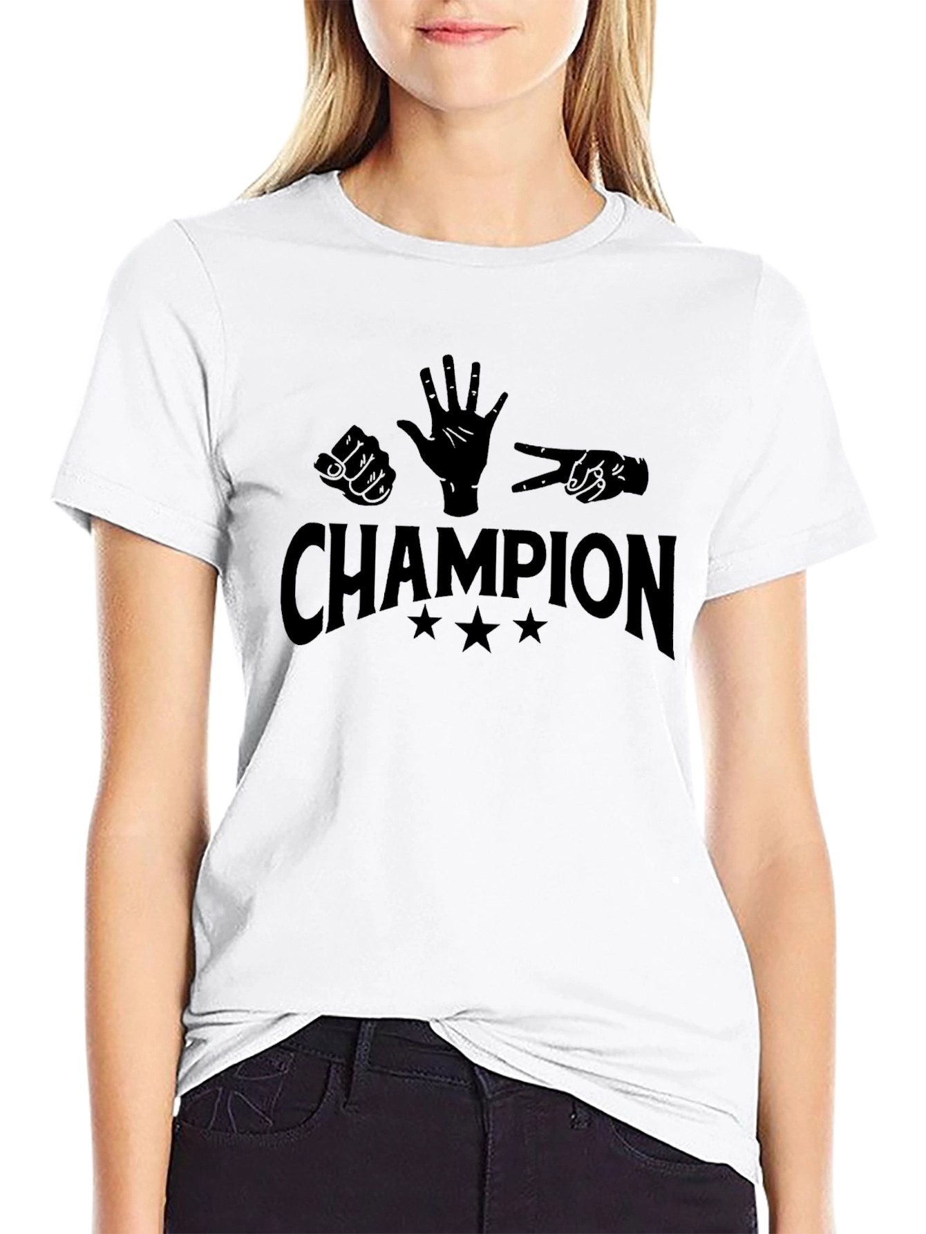Rock Paper Scissors Champion Black T-Shirt