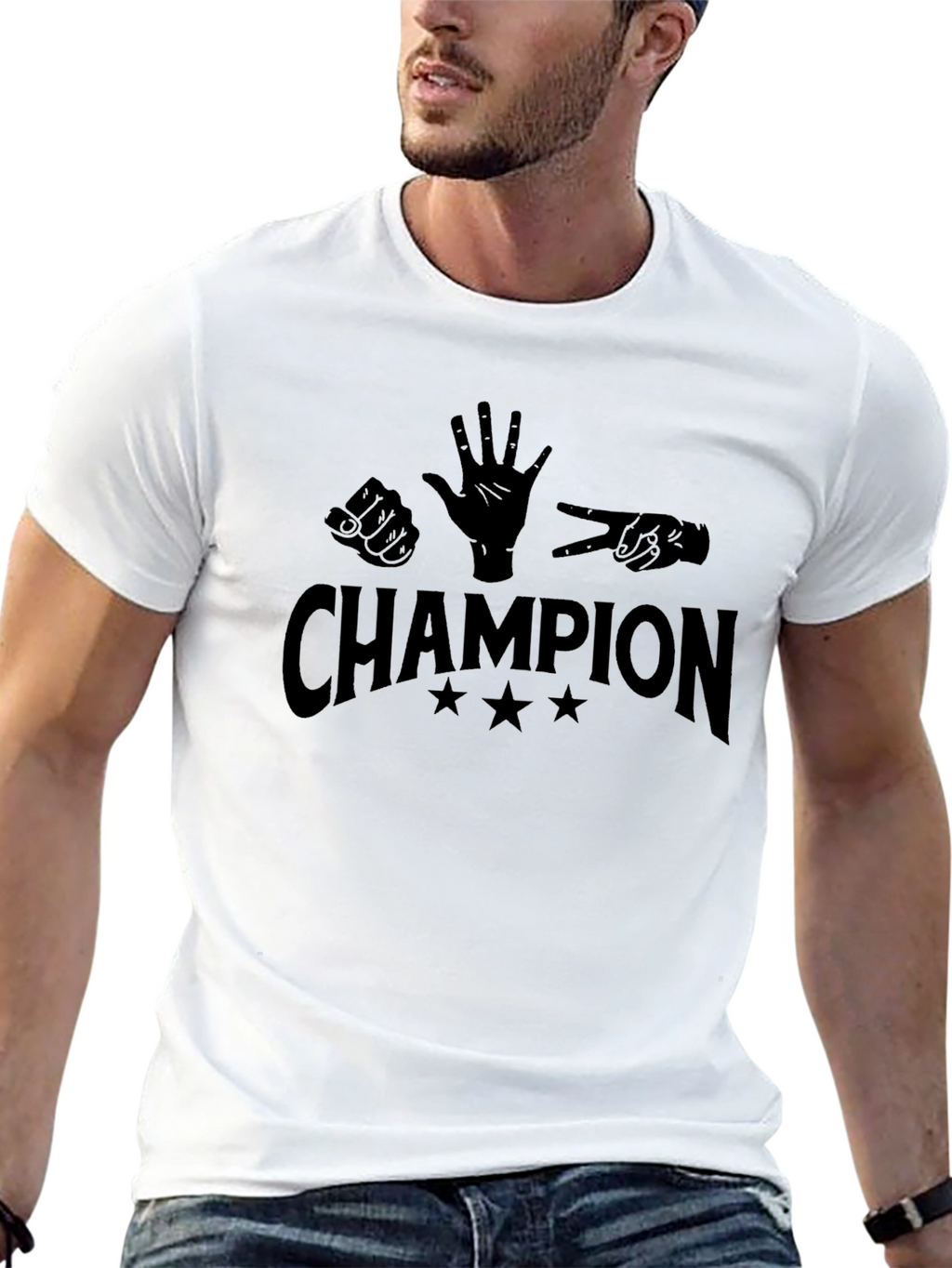 Rock Paper Scissors Champion Black T-Shirt
