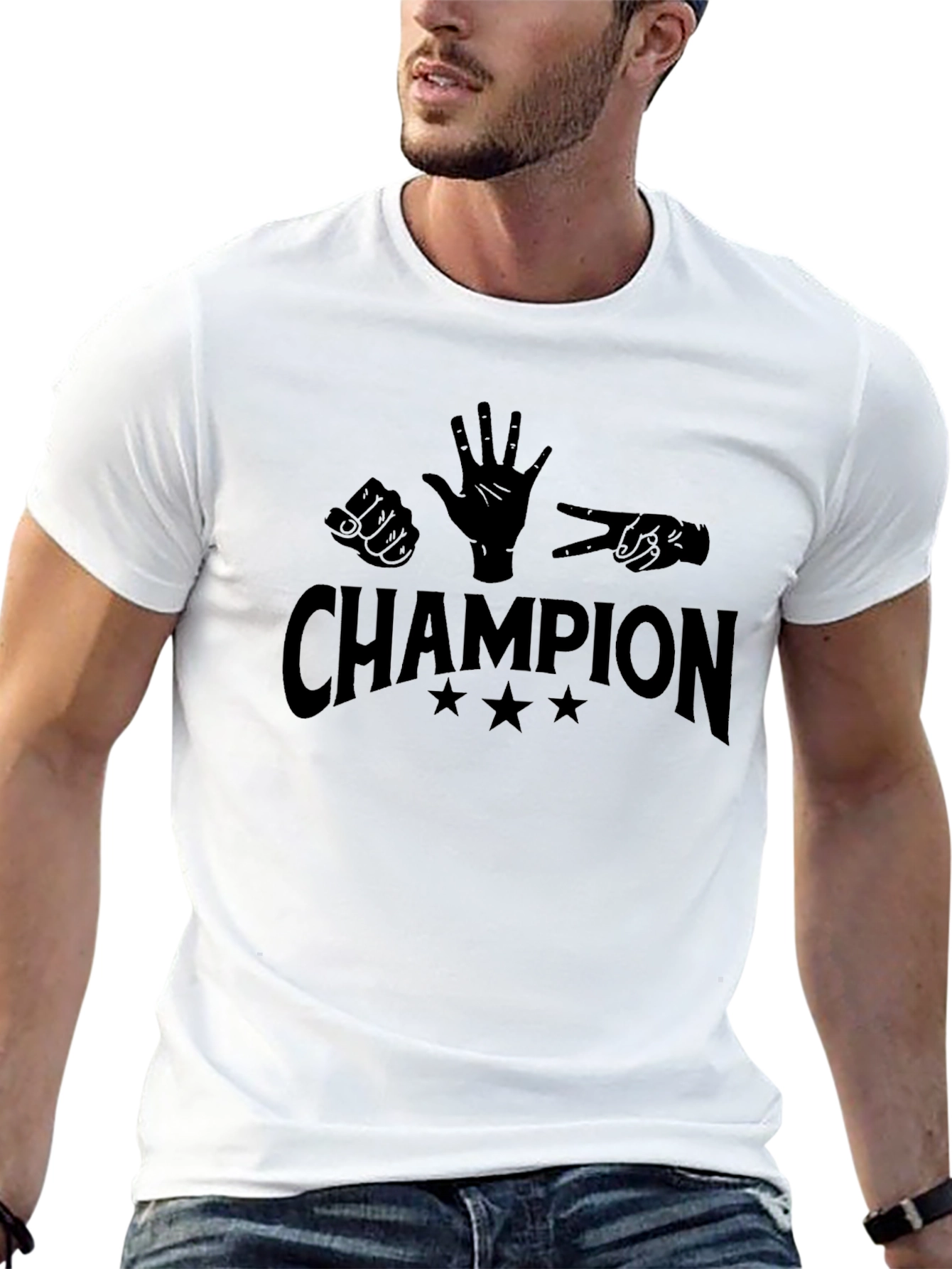 Rock Paper Scissors Champion Black T-Shirt