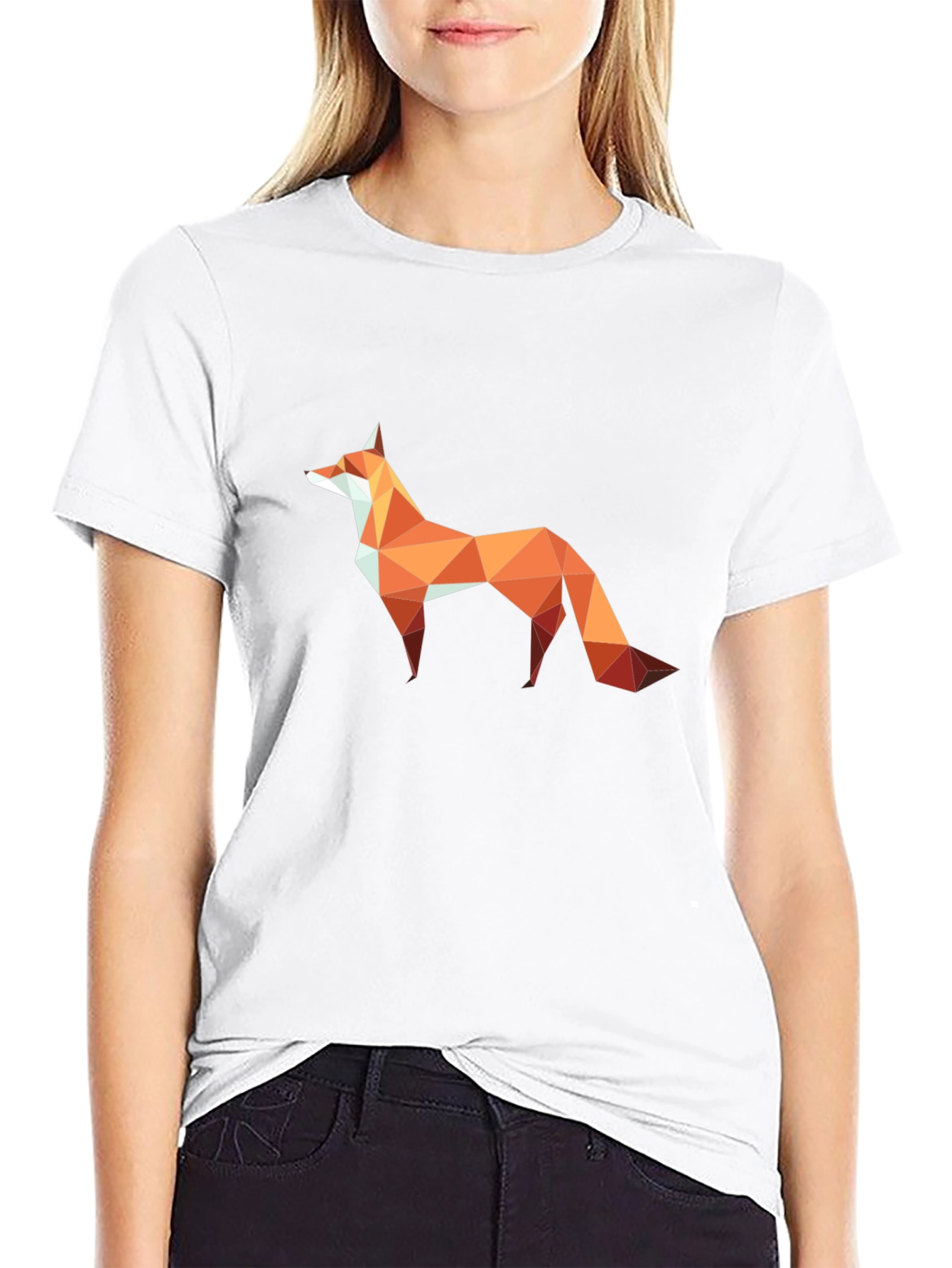 Geometric Fox Graphic Tee - Modern Abstract Style