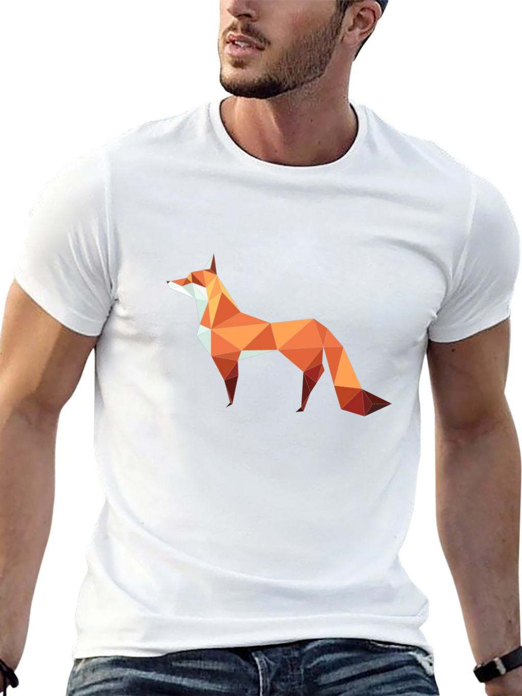 Geometric Fox Graphic Tee - Modern Abstract Style