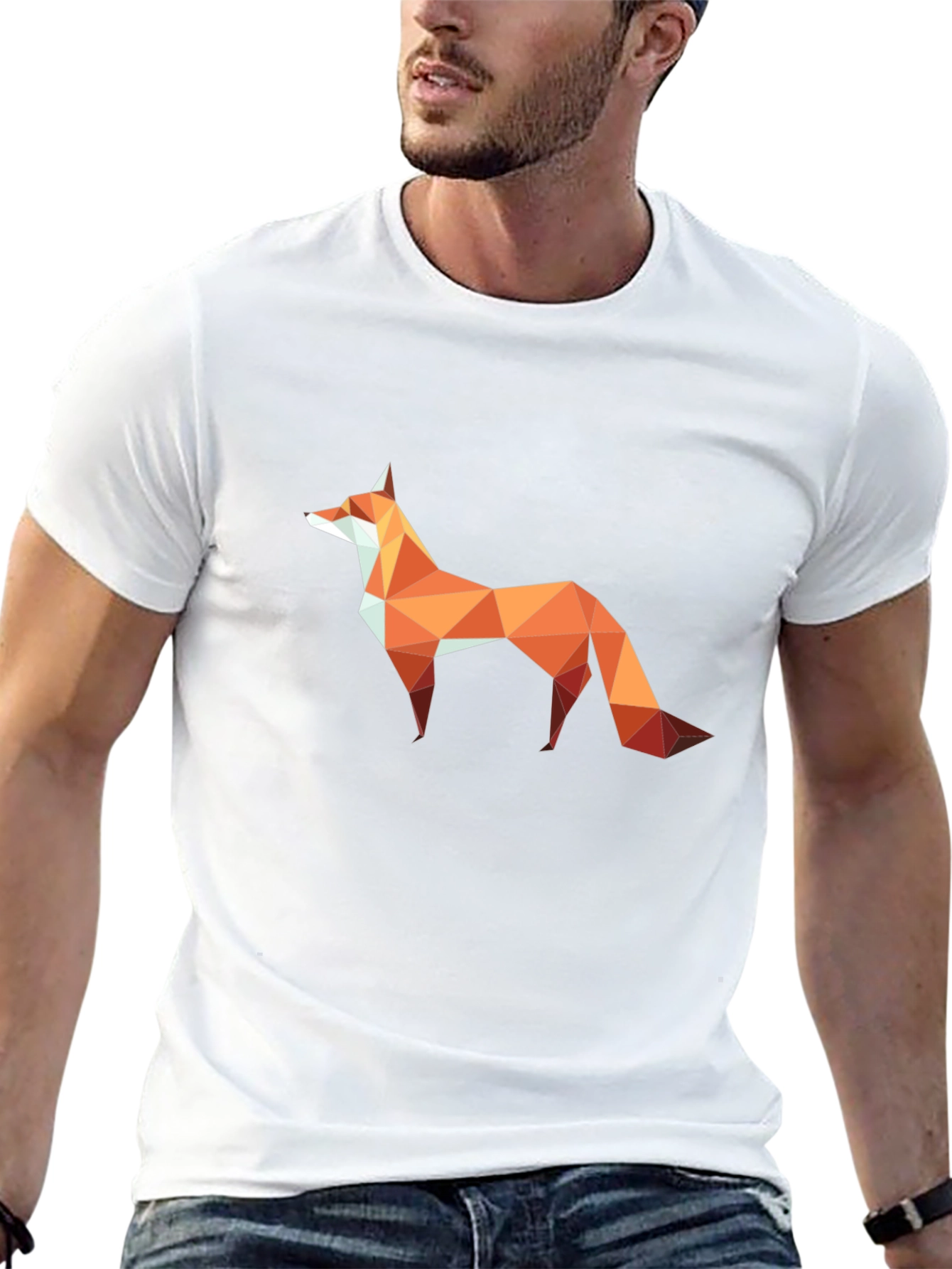 Geometric Fox Graphic Tee - Modern Abstract Style