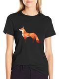 Geometric Fox Graphic Tee - Modern Abstract Style