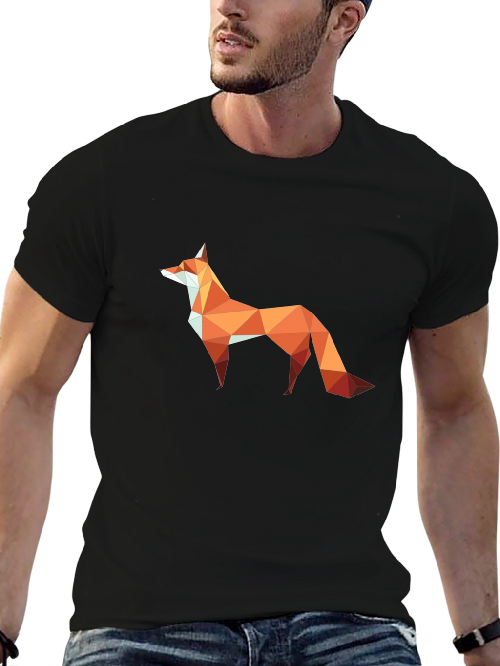 Geometric Fox Graphic Tee - Modern Abstract Style
