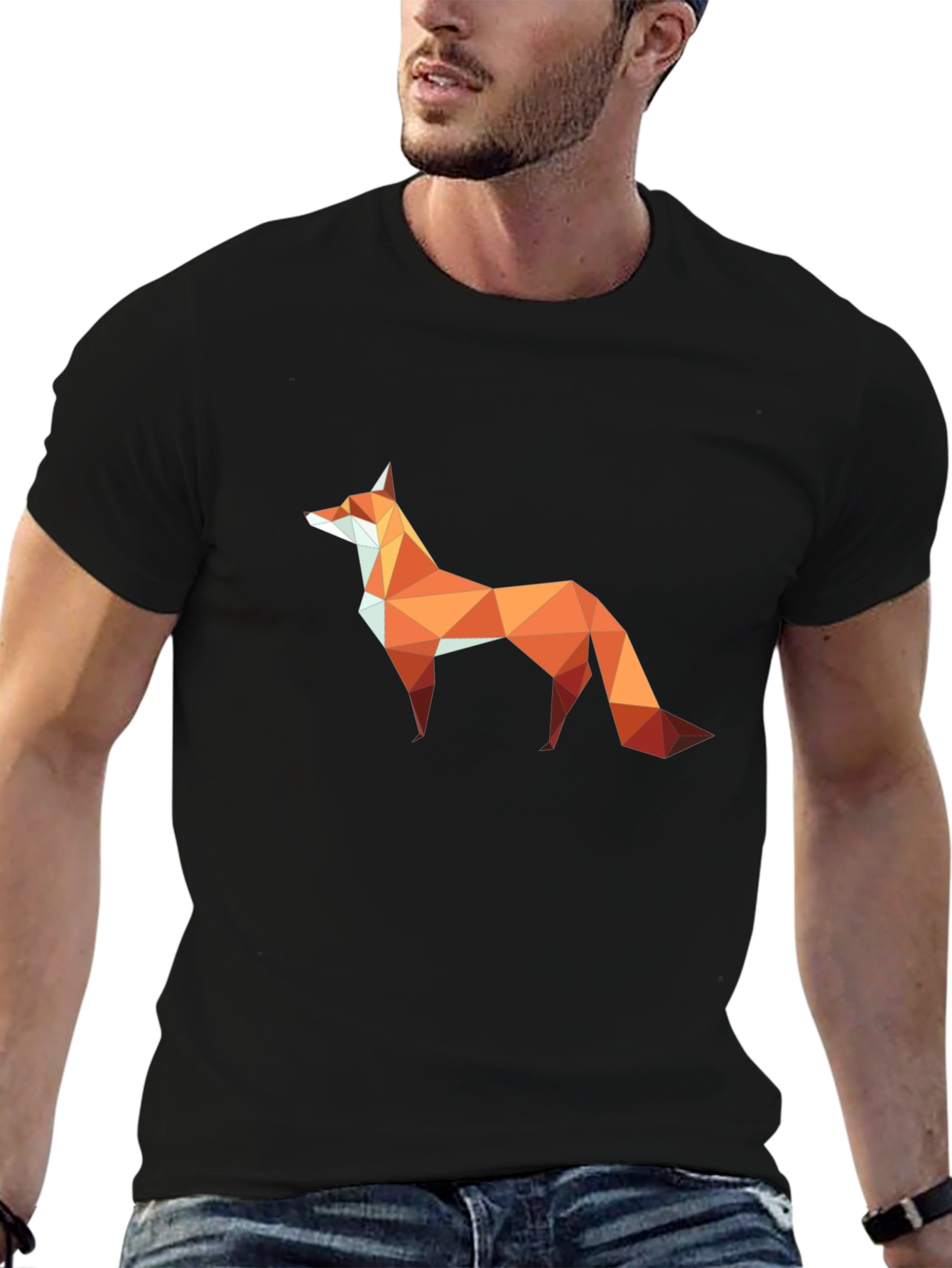 Geometric Fox Graphic Tee - Modern Abstract Style
