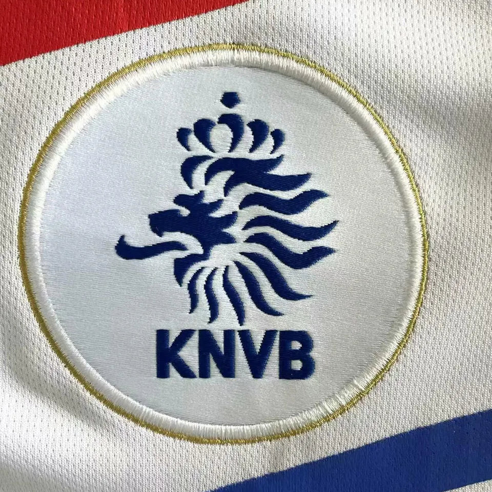 2010 Netherlands Away White Retro Jersey Detail 3