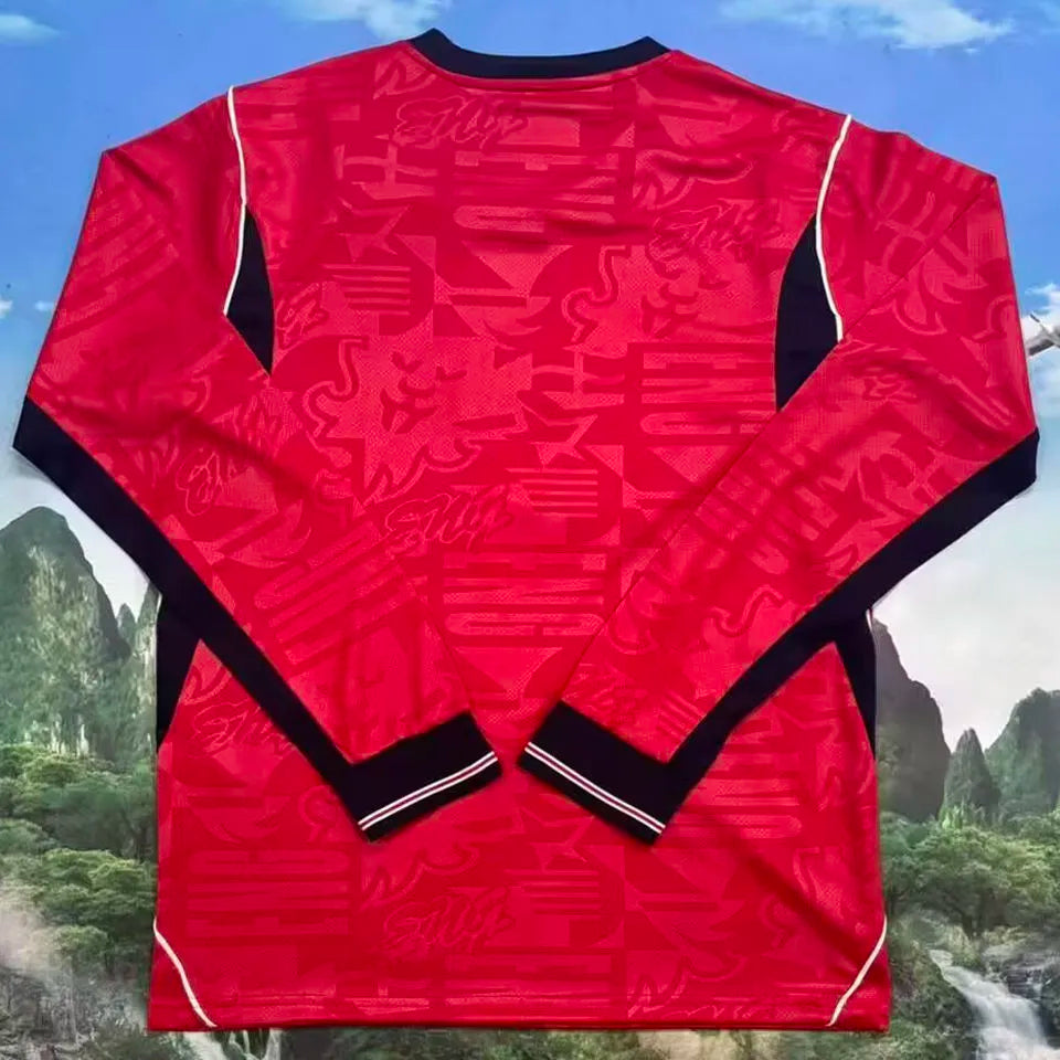 2026/27 England Away Red Fans Long Sleeve Soccer Jersey Back