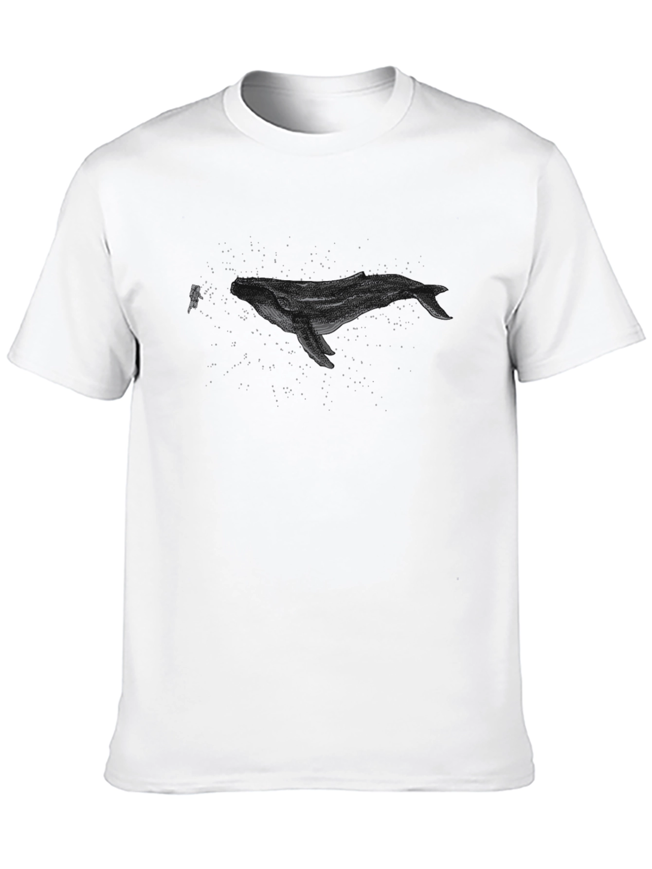 Astronaut Whale Graphic T-Shirt - Black Crew Neck