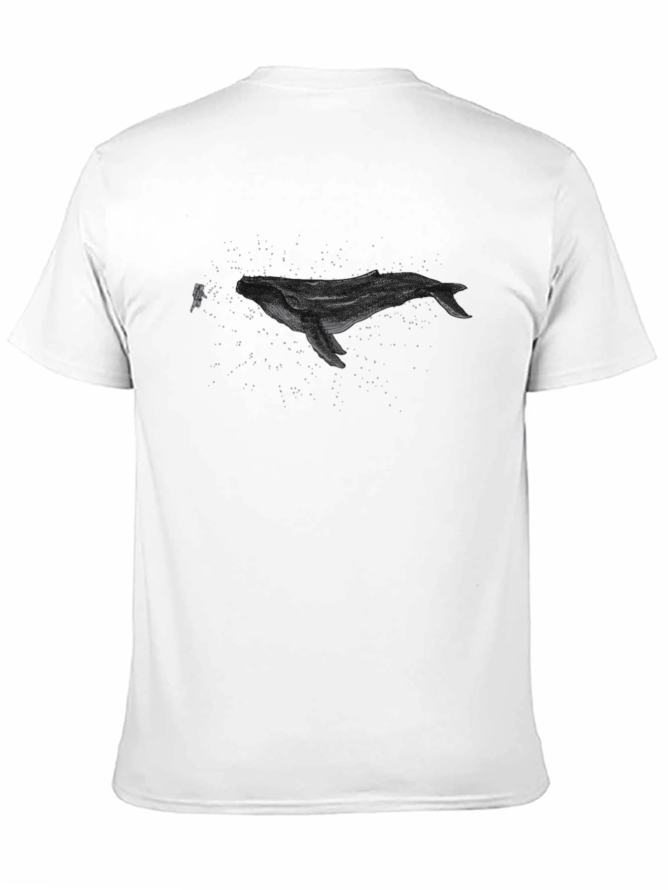 Astronaut Whale Graphic T-Shirt - Black Crew Neck