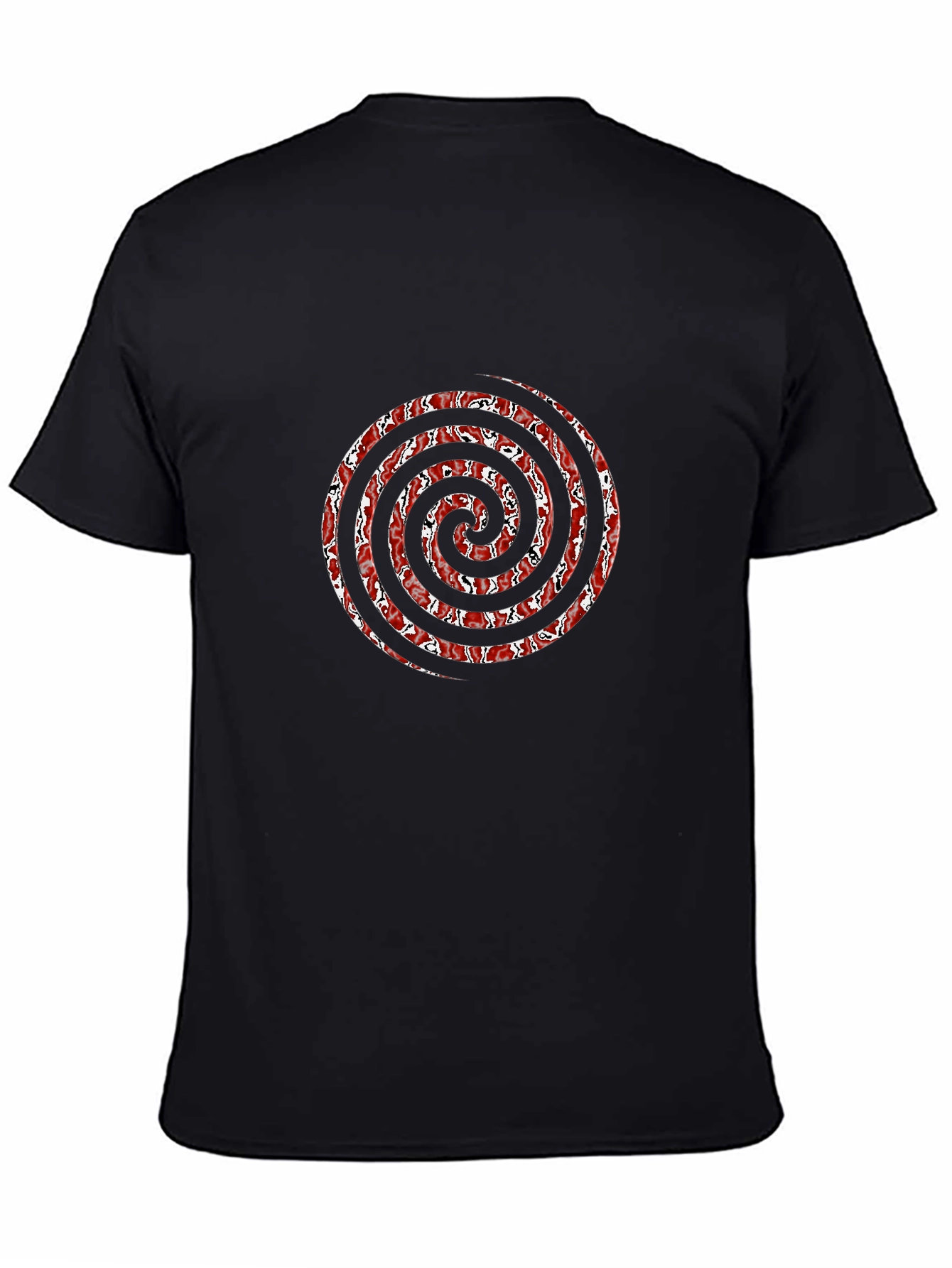 Red Spiral Graphic Black T-Shirt