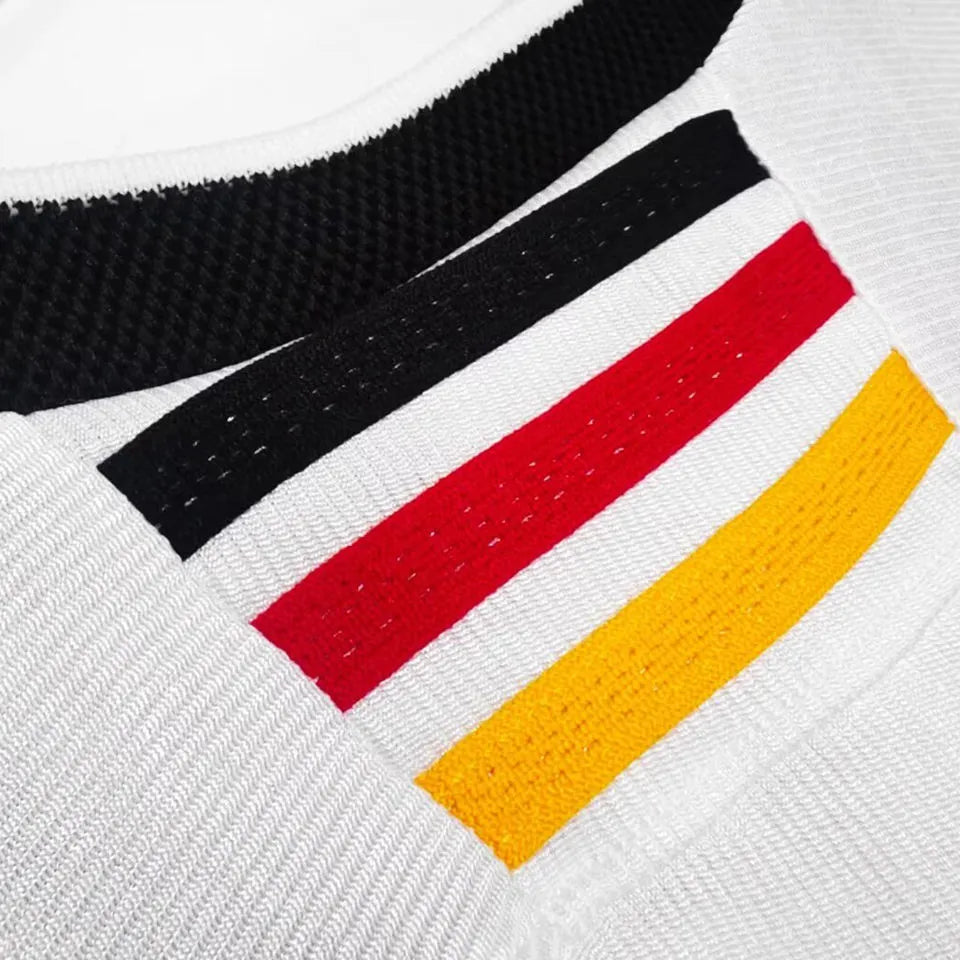 1998 Germany Home White Retro Soccer Jersey Detail 4