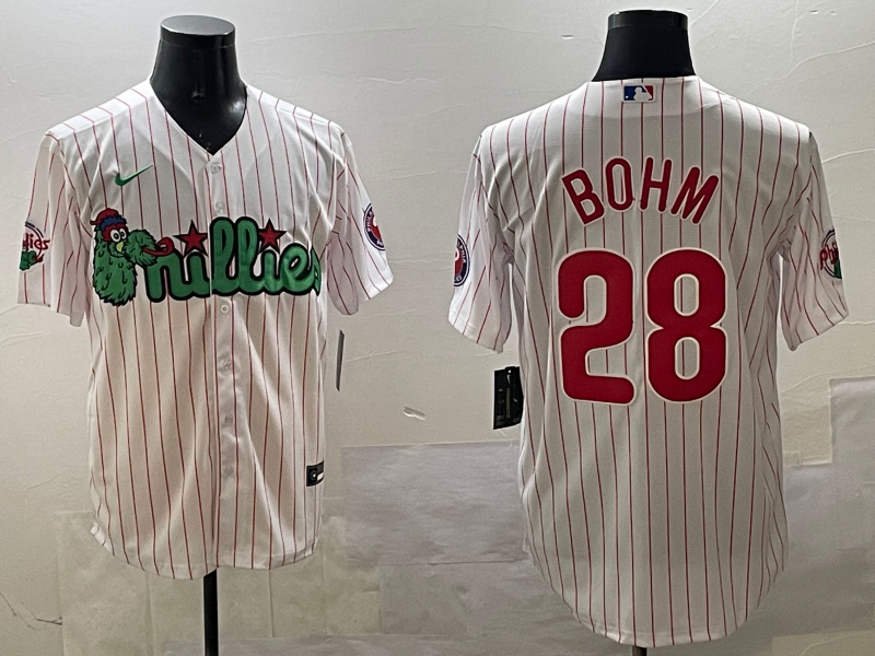 Men's Philadelphia Phillies Alec Bohm #28 White Replica Team Jerseys