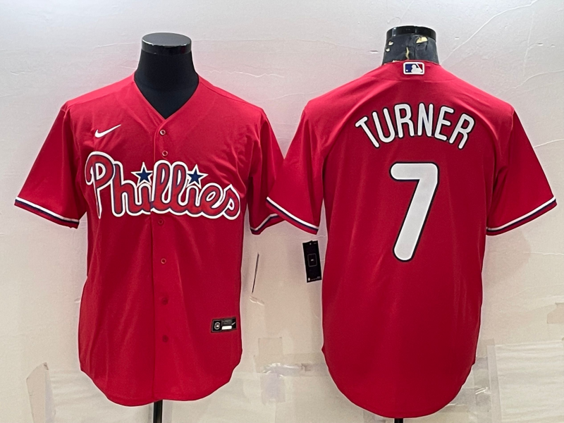 Men's Philadelphia Phillies Trea Turner #7 Red Replica Player Jerseys