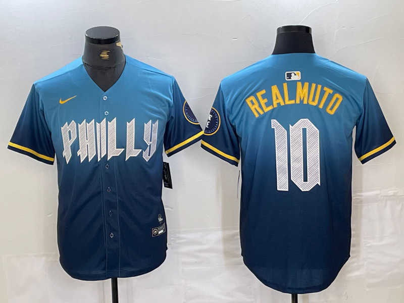 Men's Philadelphia Phillies J.T. Realmuto #10 Blue 2024 City Connect Limited Player Jerseys