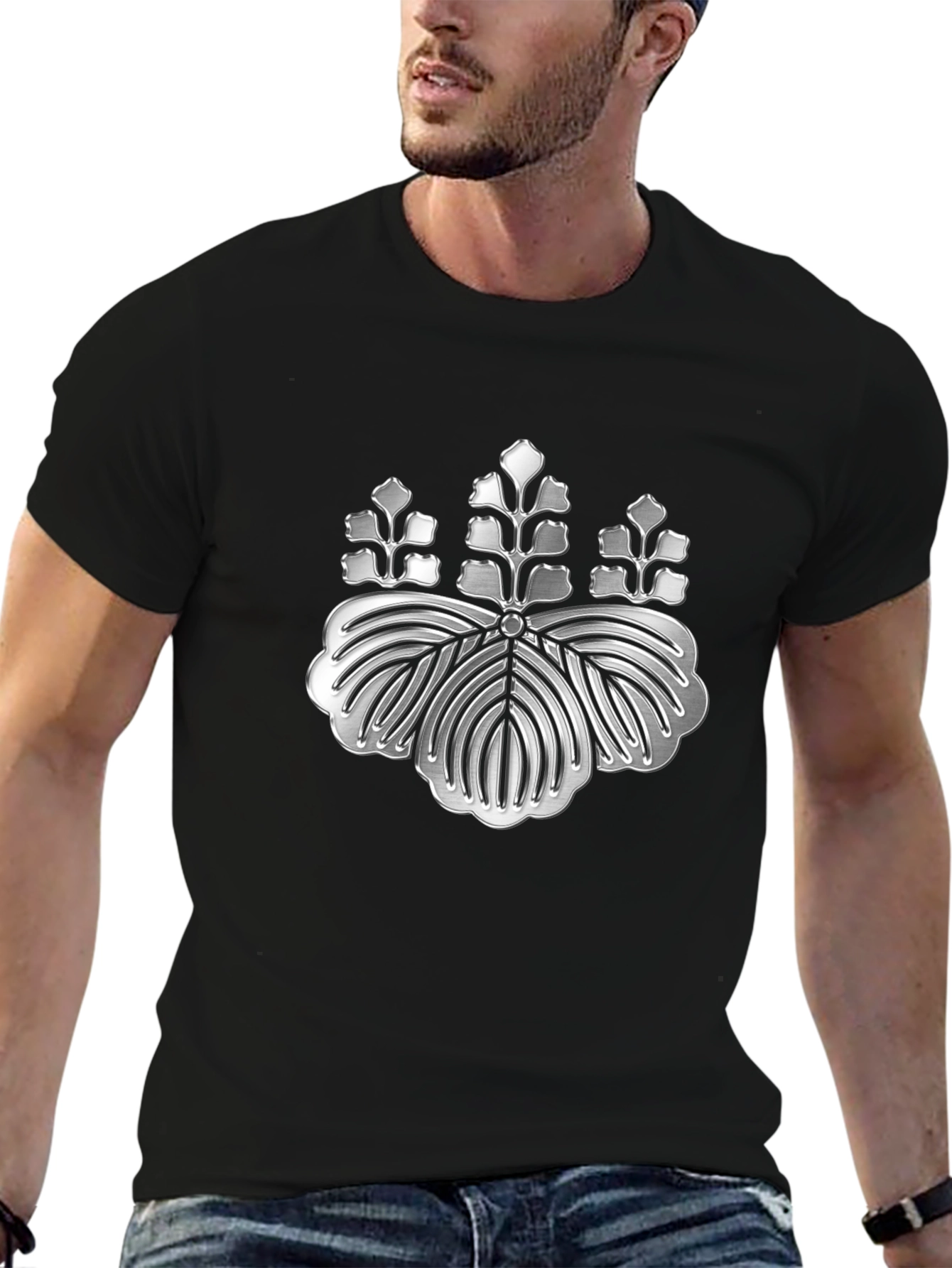 Embossed Japanese Crest Graphic Tee - Stylish Comfort