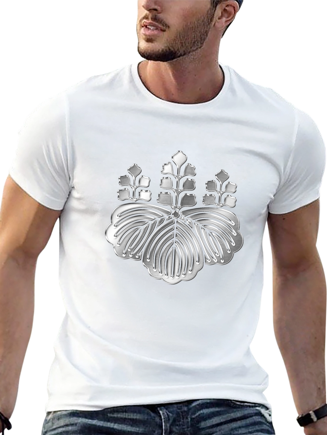Embossed Japanese Crest Graphic Tee - Stylish Comfort