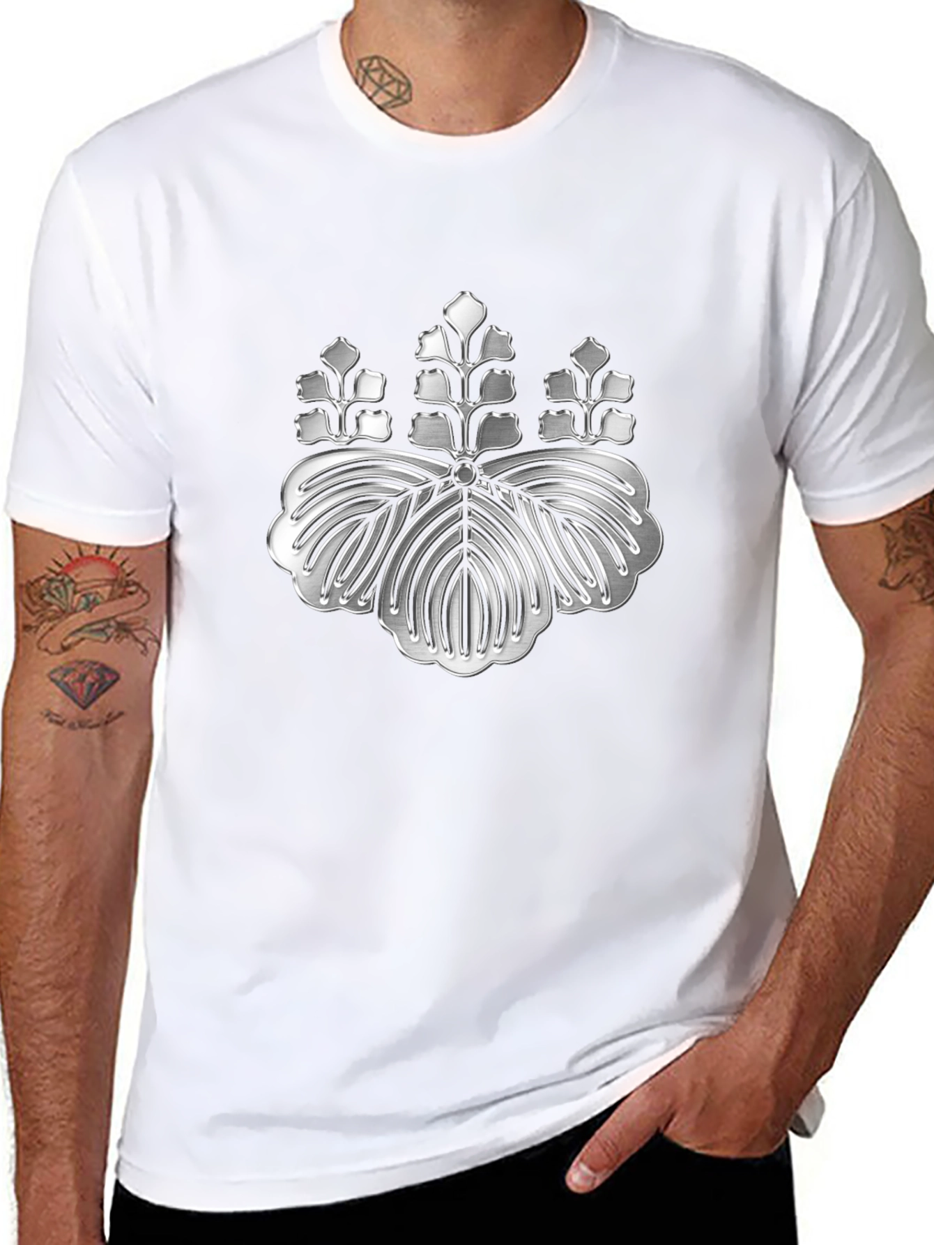 Embossed Japanese Crest Graphic Tee - Stylish Comfort