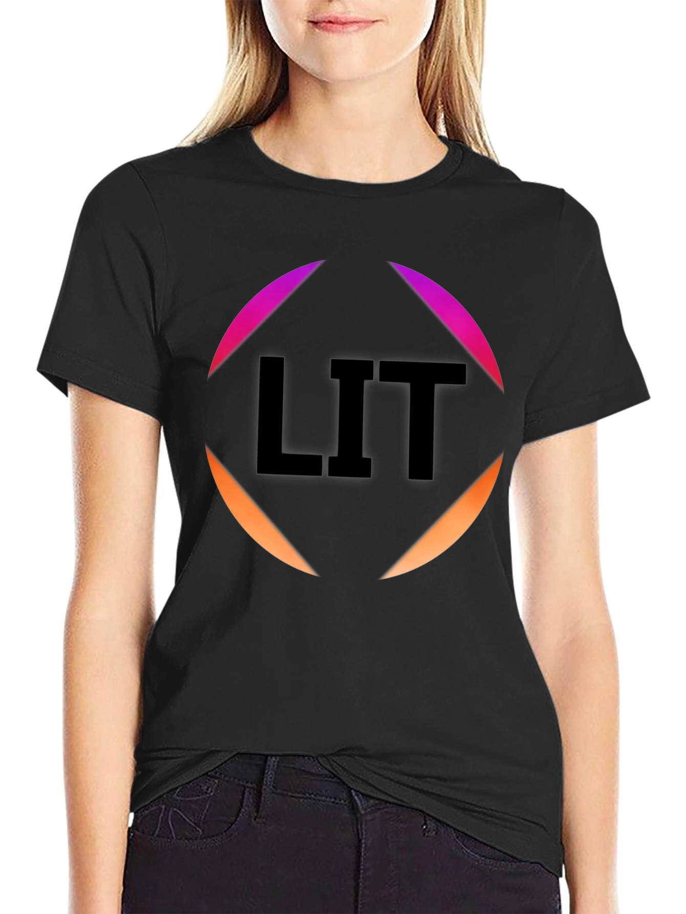 Mens Black LIT Graphic Tee - Trendy Casual Style