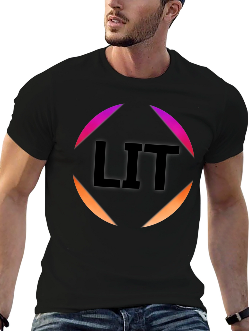 Mens Black LIT Graphic Tee - Trendy Casual Style