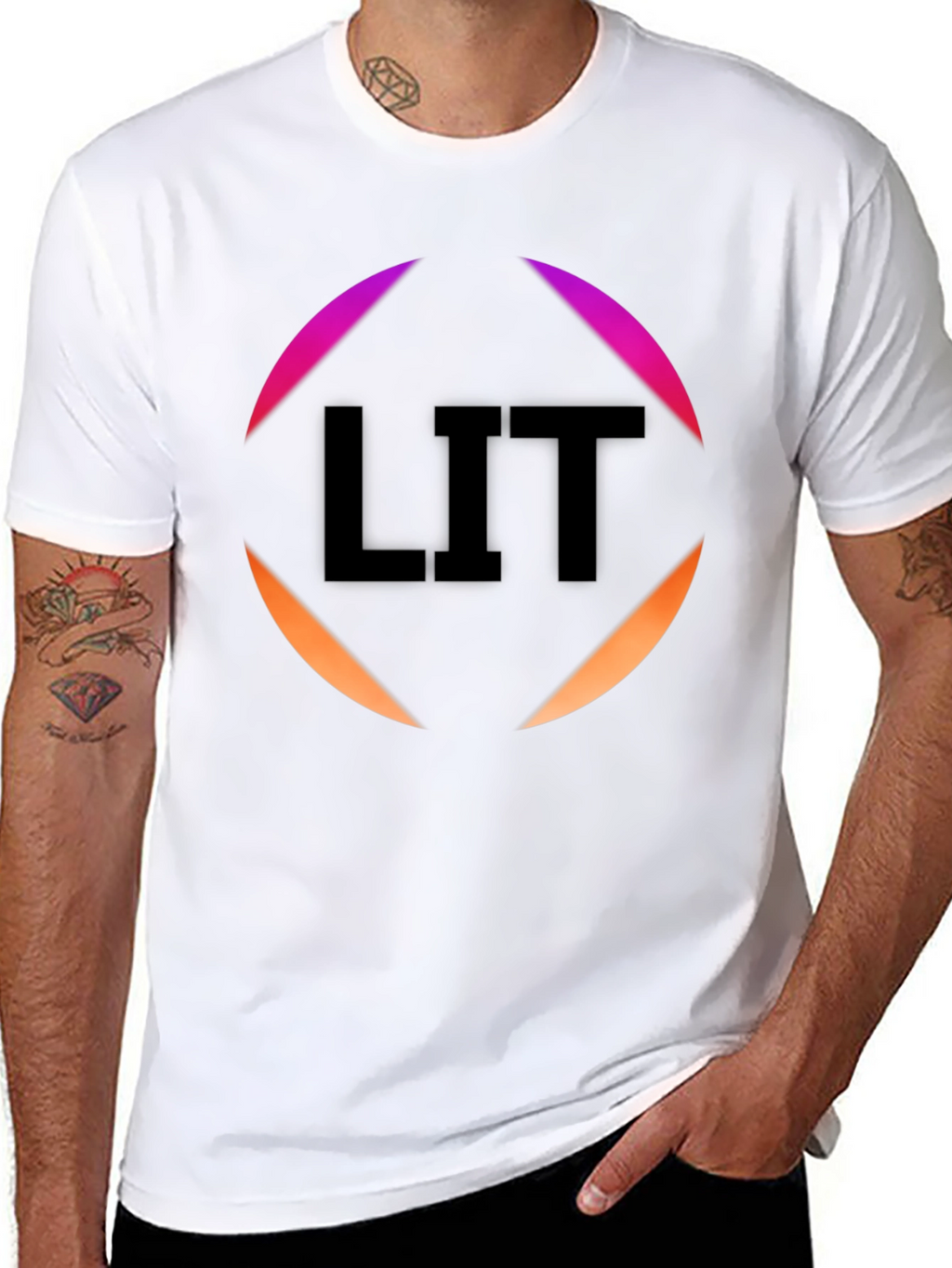 Mens Black LIT Graphic Tee - Trendy Casual Style