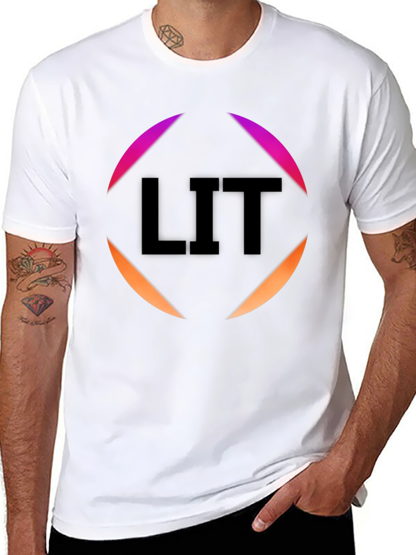 Mens Black LIT Graphic Tee - Trendy Casual Style