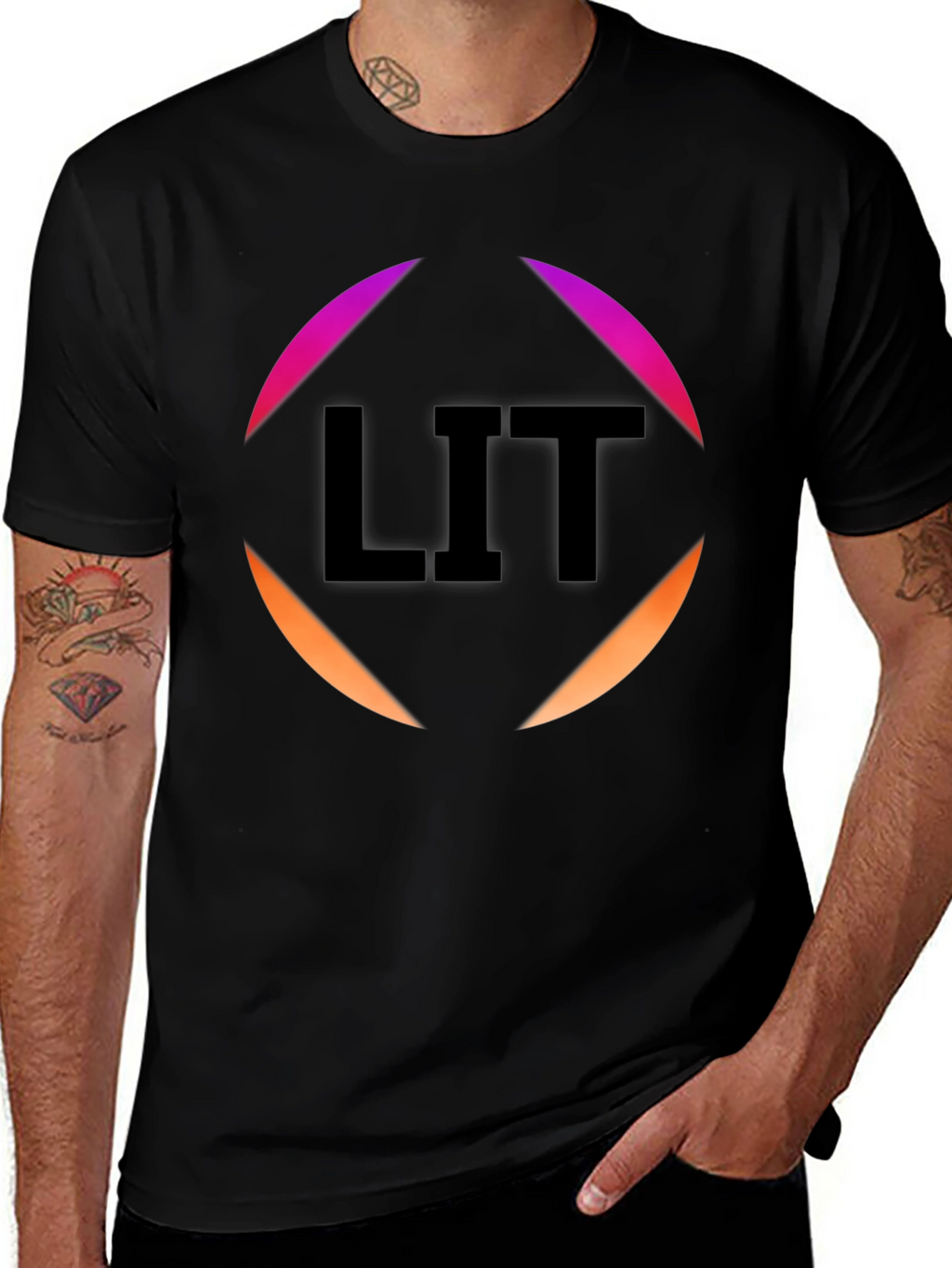 Mens Black LIT Graphic Tee - Trendy Casual Style