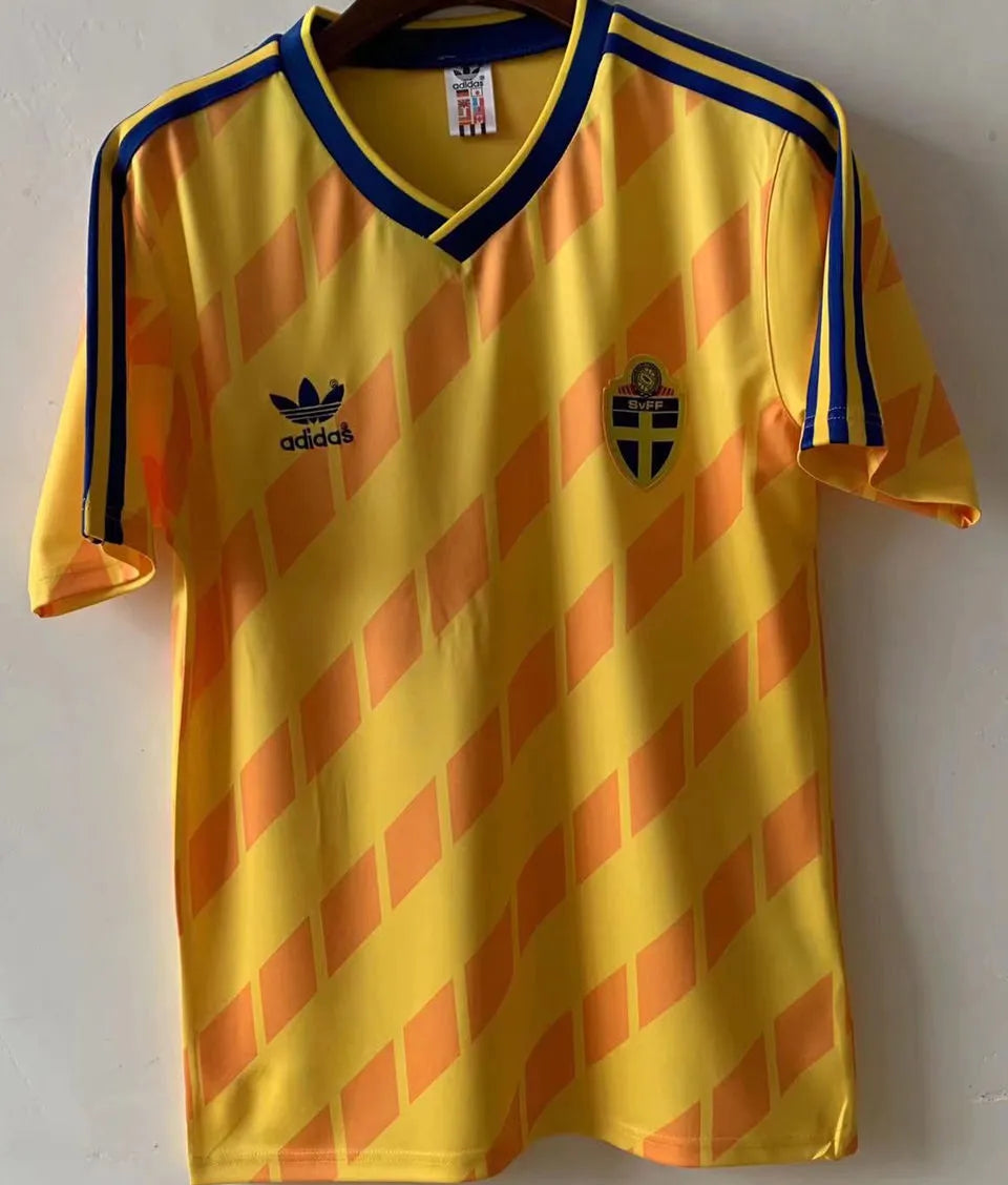 1988 Sweden Home Retro Soccer Jersey Front
