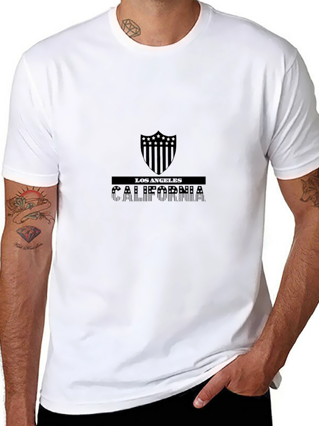 Los Angeles California Shield Graphic Tee - Black