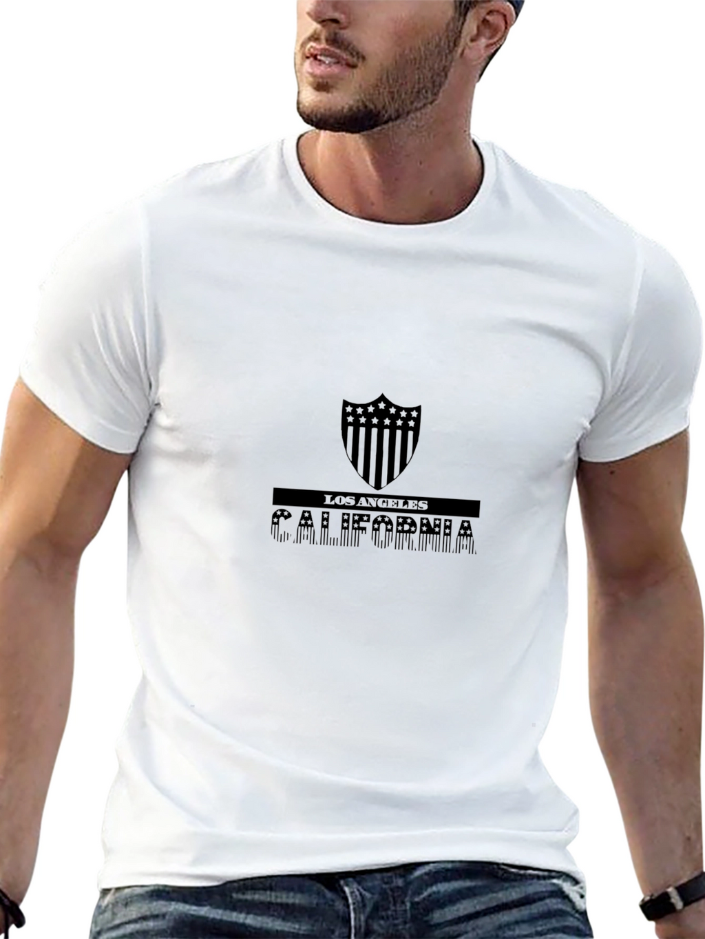 Los Angeles California Shield Graphic Tee - Black