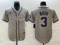 Men's New York Yankees Babe Ruth #3 Gray Player Jerseys Joint Edition