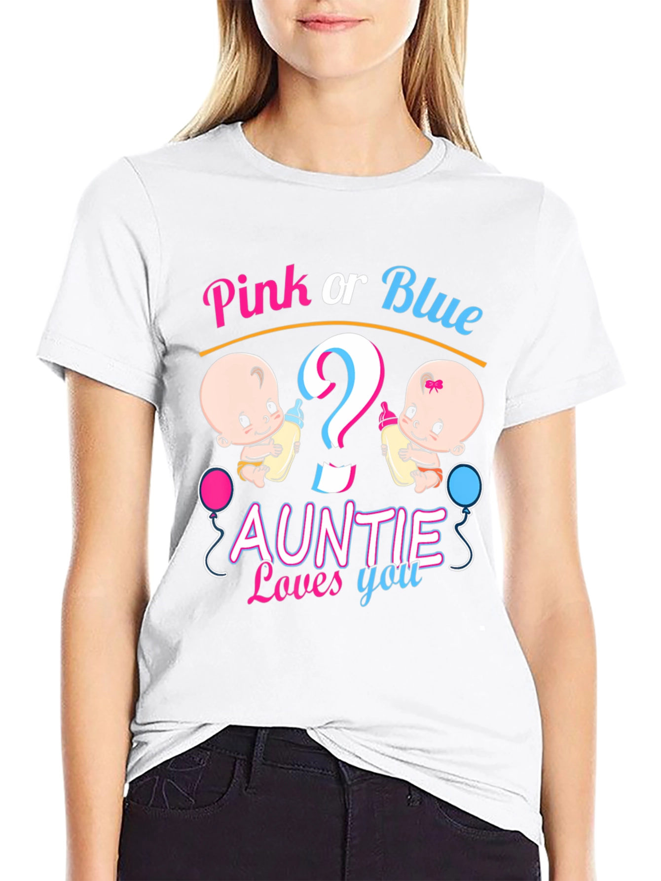 Pink or Blue Auntie Loves You Gender Reveal T-Shirt