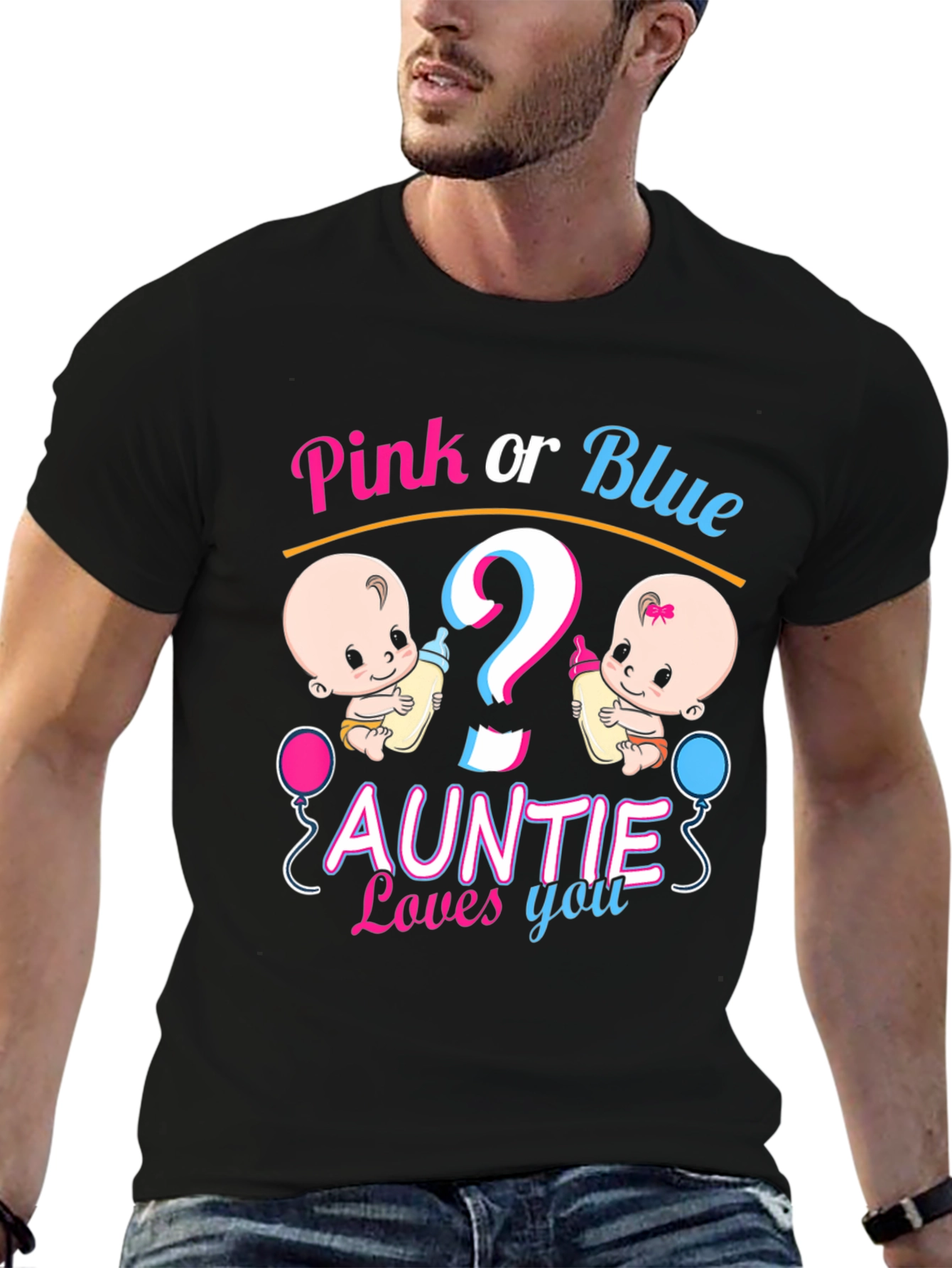 Pink or Blue Auntie Loves You Gender Reveal T-Shirt