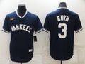 Men's New York Yankees Babe Ruth #3 Navy Stitched Jerseys