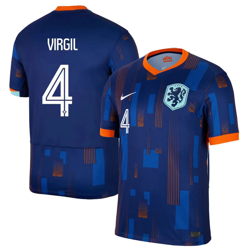 VIRGIL #4 NL Away Blue Fans Soccer Jersey 2024/25 ★★ Front