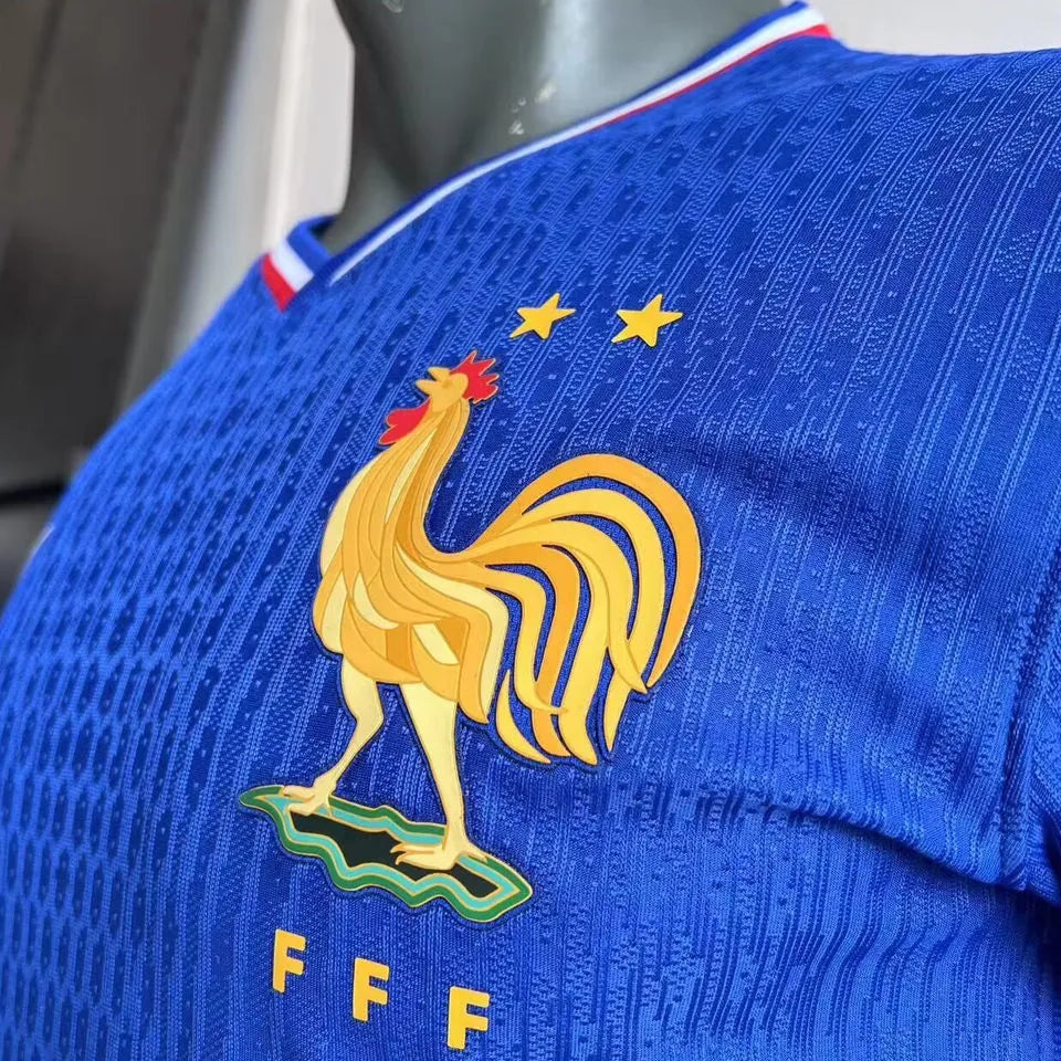 2024//25 France Home Blue Player Version Soccer Jersey Detail 1