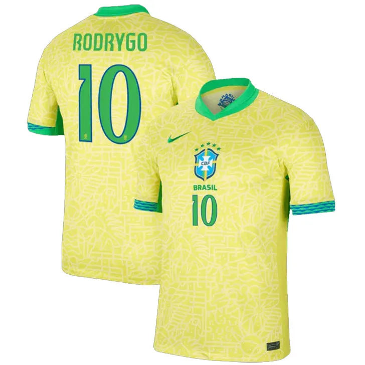 RODRYGO #10 Brazil 1:1 Quality Home Yellow Fans Jersey 2024/25 ★★ Front