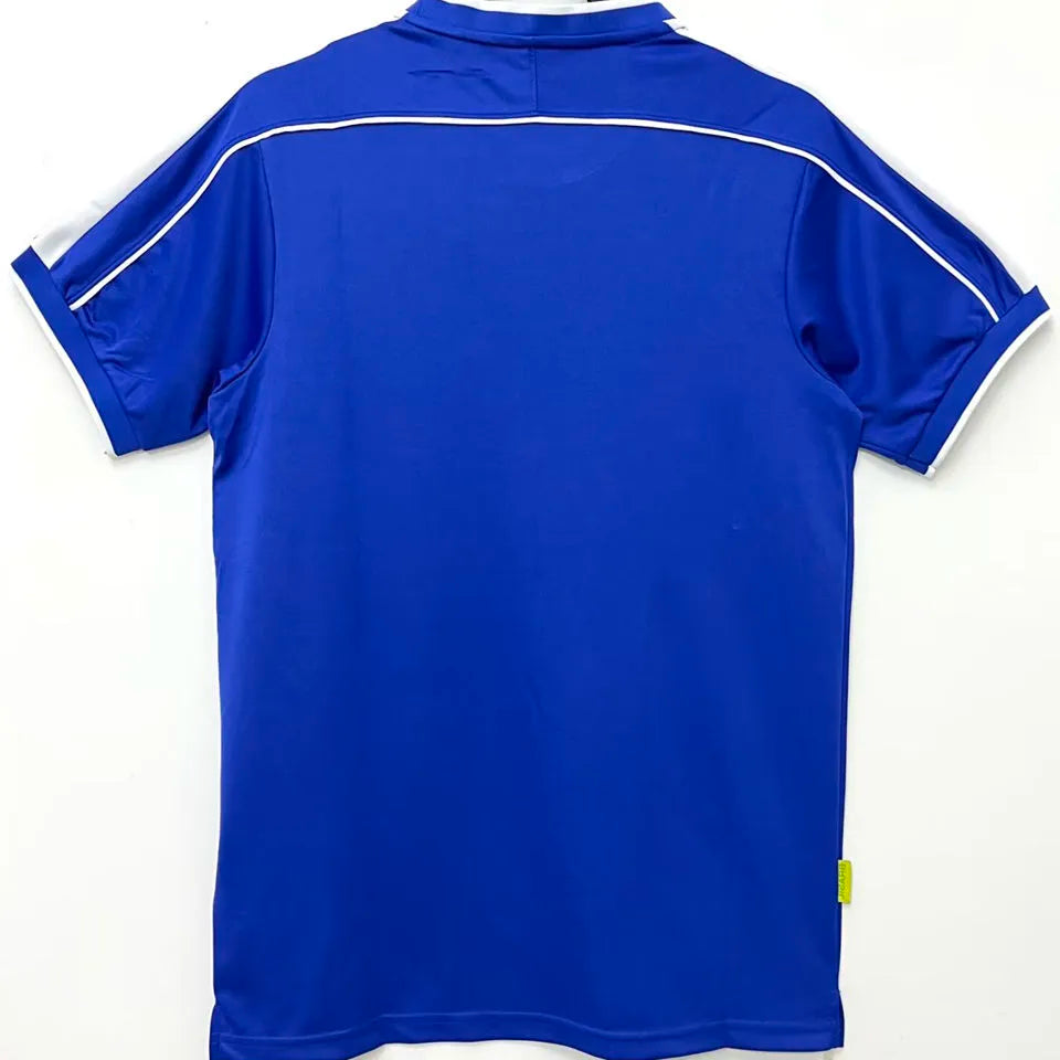 1998 Brazil Away Blue Retro Soccer Jersey Back