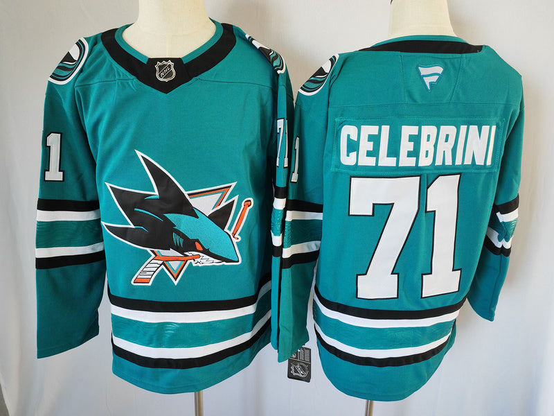 Men's San Jose Sharks Macklin Celebrini #71 Green Player Game Jerseys