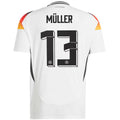 MÜLLER #13 Germany Home White Fans Soccer Jersey 2024/25 ★★ Front