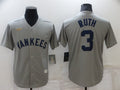 Men's New York Yankees Babe Ruth #3 Gray Replica Baseball Jerseys