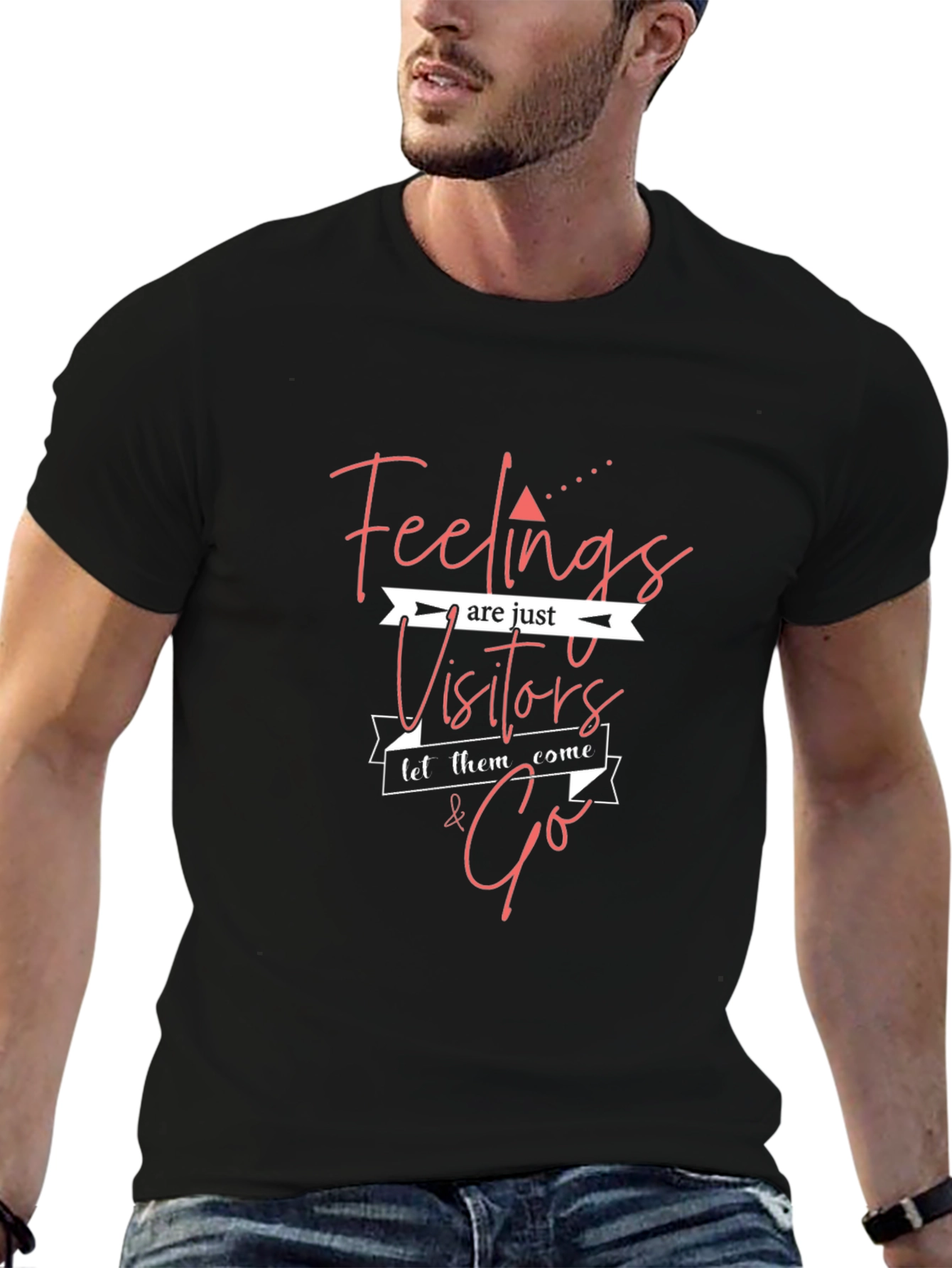 Feelings Are Just Visitors T-Shirt - Black