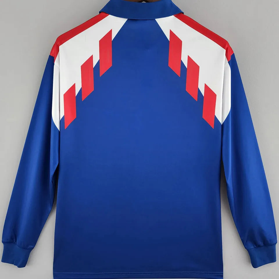 1988/90 France Home Long Sleeve Retro Soccer Jersey Back
