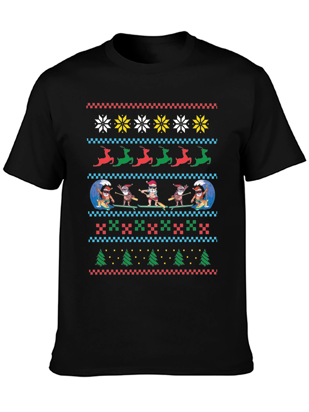 Surfing Santa Ugly Christmas T-Shirt