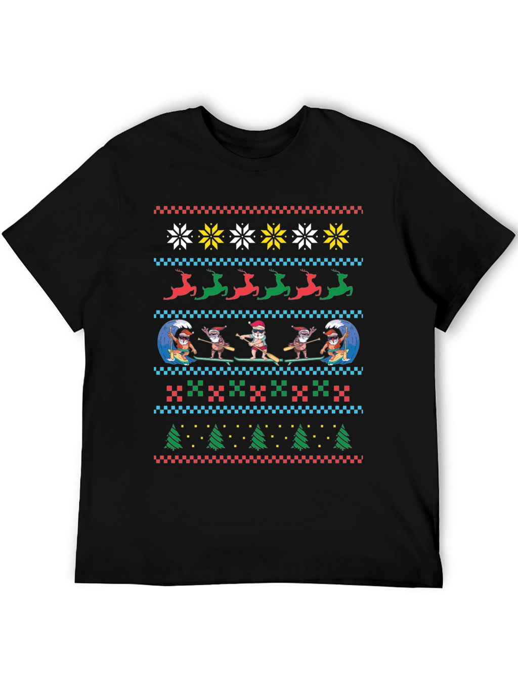 Surfing Santa Ugly Christmas T-Shirt