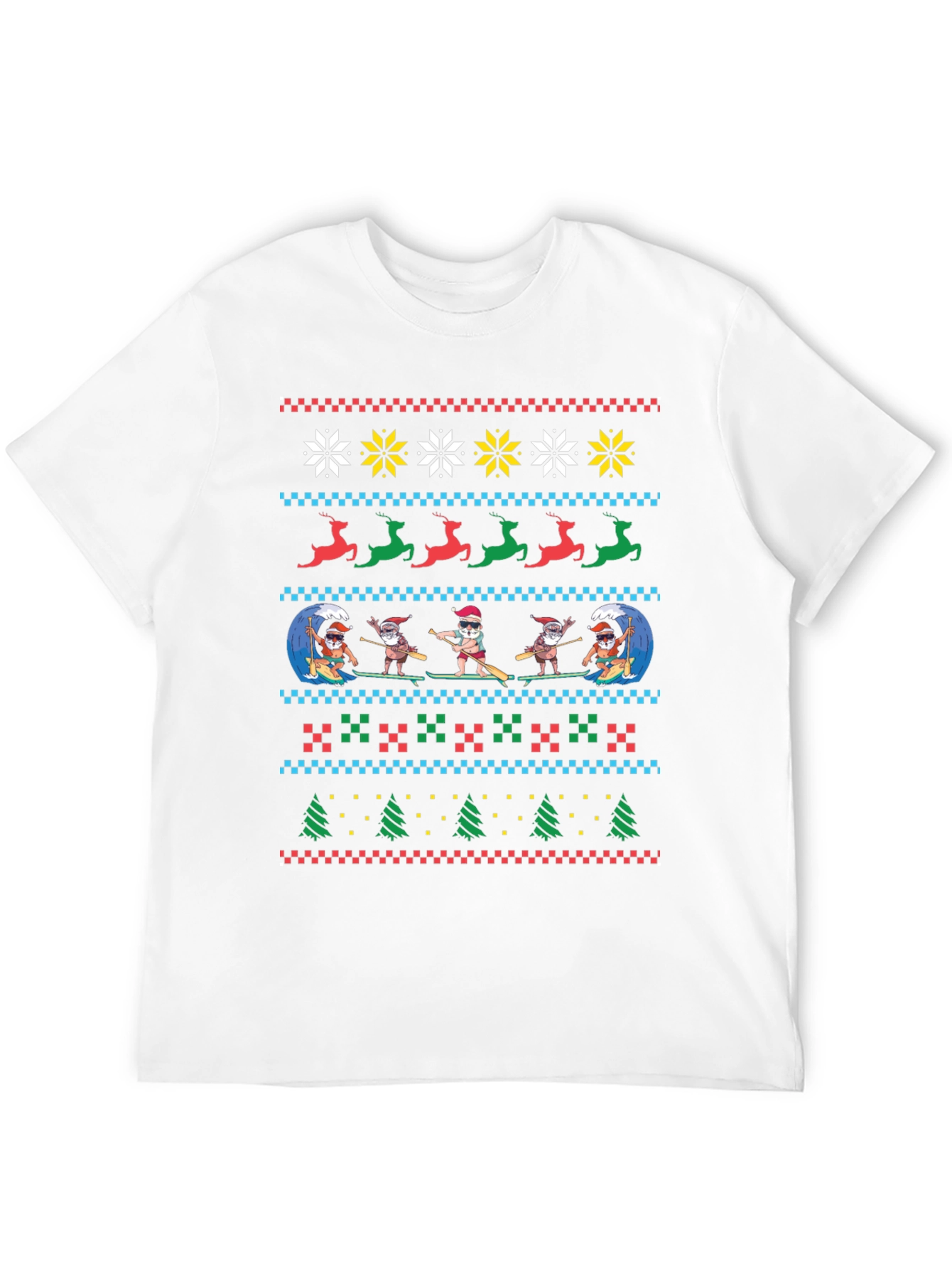Surfing Santa Ugly Christmas T-Shirt