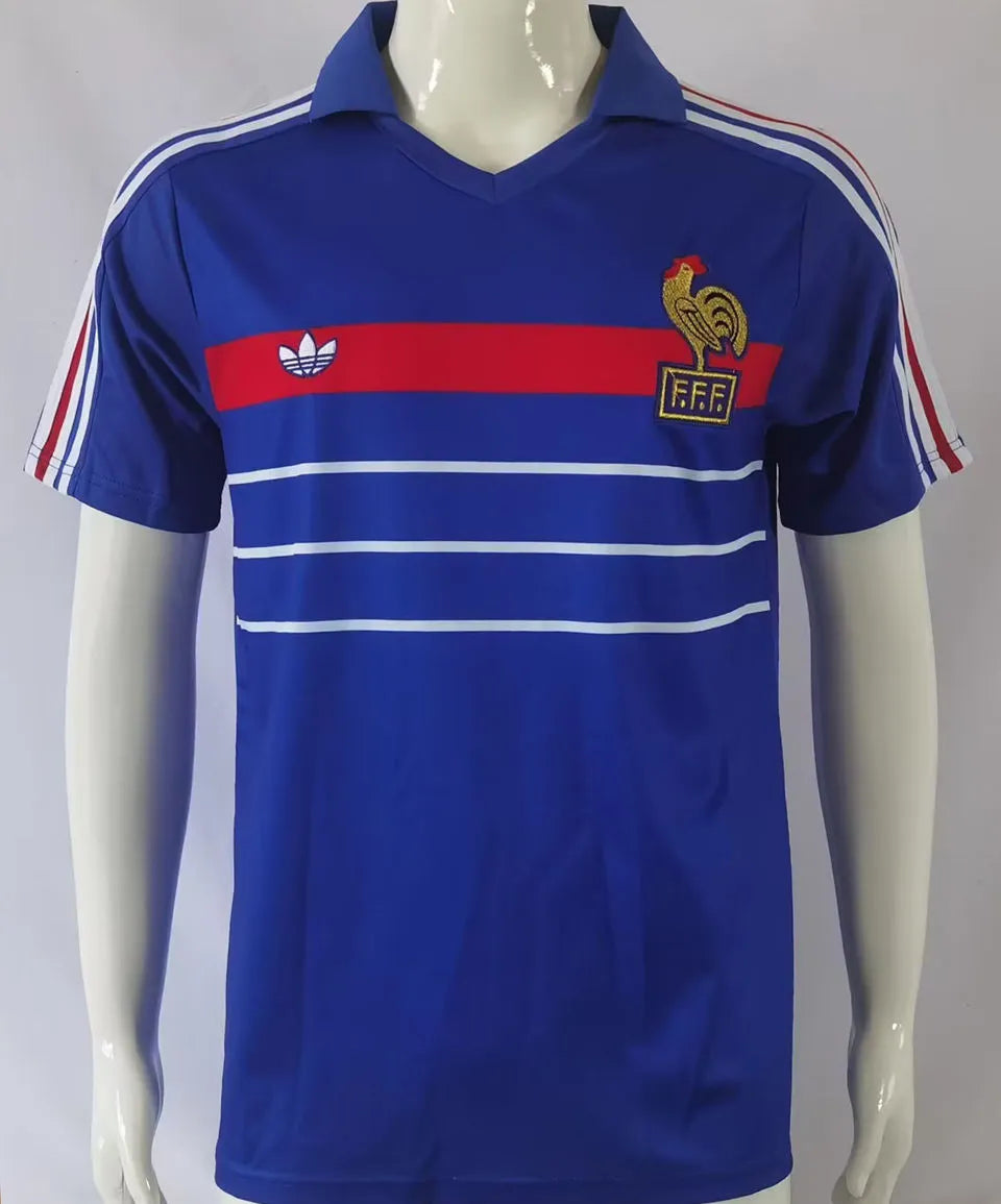 1982/84 France Home Blue Retro Soccer Jersey Front