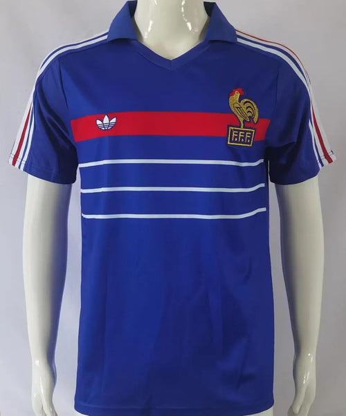 1982/84 France Home Blue Retro Soccer Jersey Front