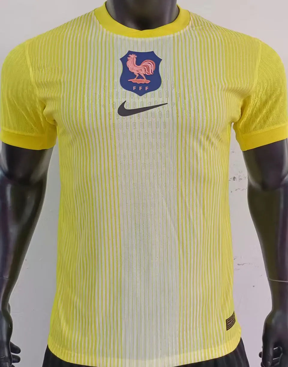 2025 France Yellow GK Player Version Soccer Jersey Front
