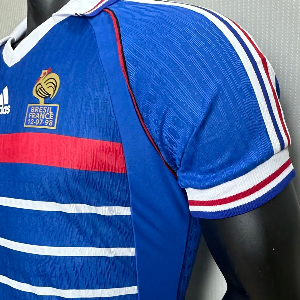 1998 France Home Blue Retro Player Version Soccer Jersey Detail 3